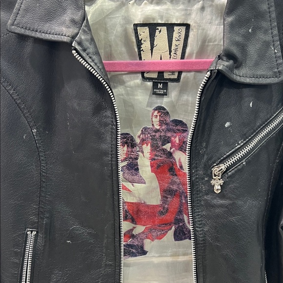 Wilsons Leather Black Studded 'The Who' Graphic Jacket - Women's - Picture 3 of 5